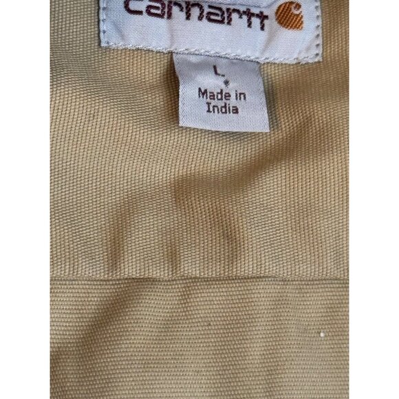 Carhartt Mens Beige Long Sleeve Button-Up Work Shirt Cotton Blend Durable.Size L - Picture 7 of 8